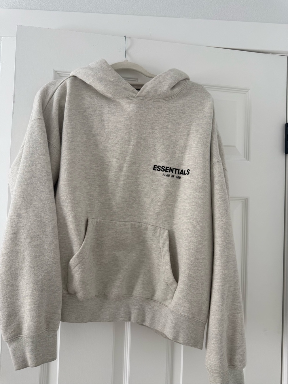 ESSENTIALS Heather Gray Pullover Hoodie with Subtle Logo